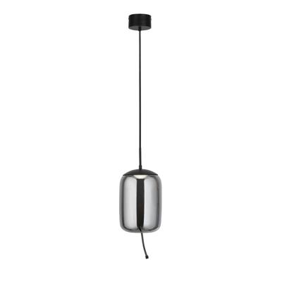 Searchlight Hanglamp GlasLisbon zwart met smoke cilinderglas - 75132-1SM