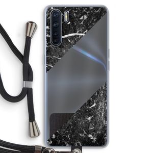 Zwart marmer: Oppo A91 Transparant Hoesje met koord