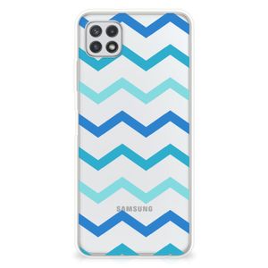 Samsung Galaxy A22 5G TPU bumper Zigzag Blauw