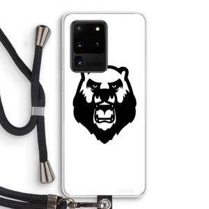 Angry Bear (white): Samsung Galaxy S20 Ultra Transparant Hoesje met koord