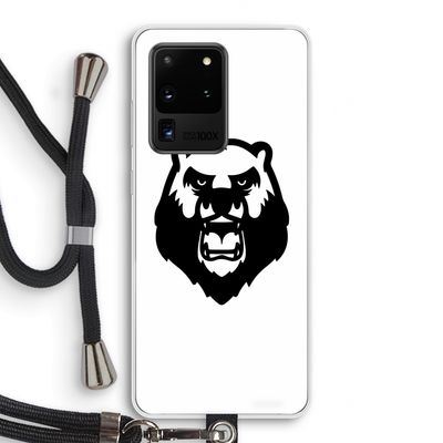 Angry Bear (white): Samsung Galaxy S20 Ultra Transparant Hoesje met koord