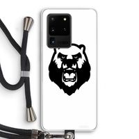 Angry Bear (white): Samsung Galaxy S20 Ultra Transparant Hoesje met koord