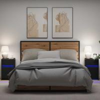 LED Bedside Kast 2 pcs Zwart eiken 38 x 34 x 61 cm Spaanplaat