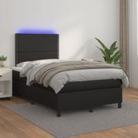 Boxspring met matras en LED kunstleer zwart 120x200 cm