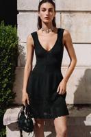 Gebreide jurk met bandjes - BLACK - XL