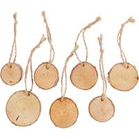 Creativ Company Houten schijf met ophangkoordje, 7st.