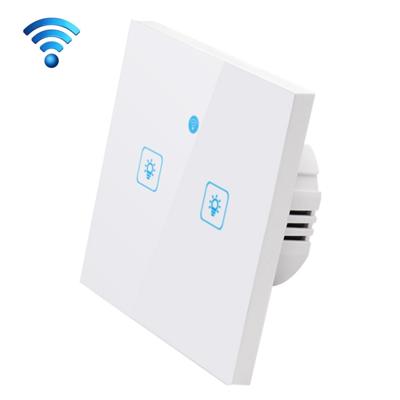 WS-EU-02 EWeLink APP & aanraakbediening 2A 2 bendes 2 manieren gehard glaspaneel Smart wandschakelaar AC 90-250 v EU Plug