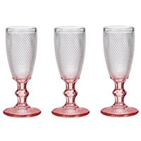 Luxe Monaco serie Champagneglazen set 6x stuks op roze voet 180 ml - Champagneglazen - thumbnail