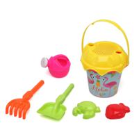 Strand/zandbak speelgoed set - emmer/schepjes met vormpjes - plastic - peuter/kind - flamingo