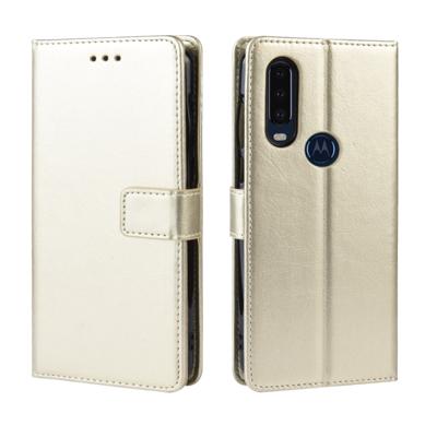 Retro Crazy Horse textuur horizontale Flip lederen case voor Motorola één actie met houder & kaartsleuven & fotolijstjes (goud)