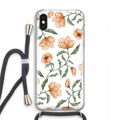 Peachy flowers: iPhone XS Max Transparant Hoesje met koord