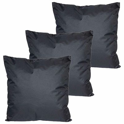 Buitenkussens - 3x - Zwart - 60 x 60 cm - binnen/buiten