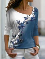 Contrast Floral Design Long Sleeve T-Shirt - thumbnail