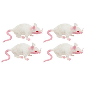 Stretchy nep rat 17 x 14 cm - 5x - wit - Horror/griezel thema decoratie