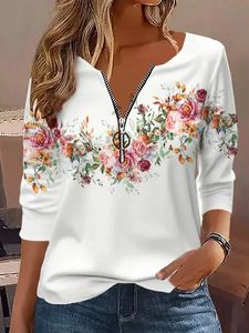 Casual Loose Floral Others T-Shirt