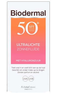 Biodermal Ultralichte Zonnefluïde - Zonnebrand met SPF50+ - Zonnebrand gezicht