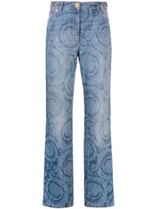 Versace pantalon droit à imprimé Barocco - Bleu