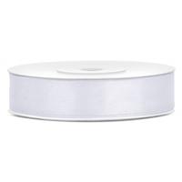 Decoratie satijn sierlint - wit - 12 mm x 25 meter - Cadeaulint satijnlint