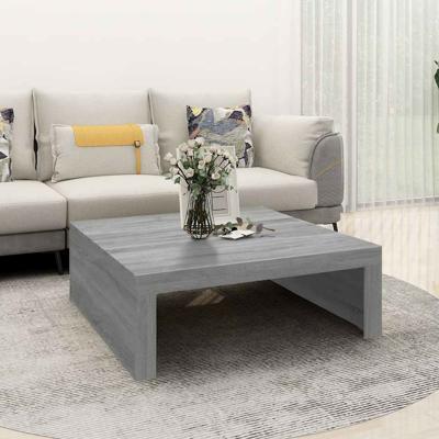 Salontafel 100x100x35 cm bewerkt hout grijs sonoma eikenkleurig