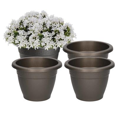 PlasticForte Plantenpot - 4x - antraciet - 14 cm - 1L - kunststof - voor buiten