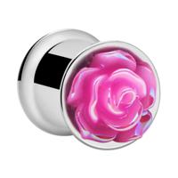 Double Flared Tunnel met bloemendesign Chirurgisch staal 316L Tunnels & Plugs