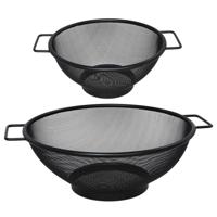 Gerimport keuken vergiet met handvaten - set 2x stuks - zwart - metaal - 31/20 cm