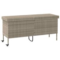 Tuinbox met wielen 160x55x75 cm poly rattan lichtgrijs