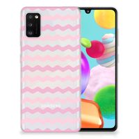 Samsung Galaxy A41 TPU bumper Waves Roze