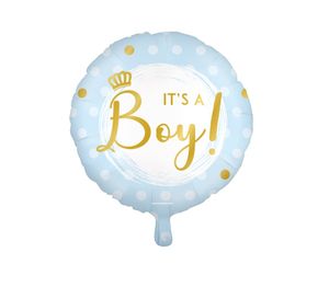 Folieballon Lichtblauw  'it's a boy!' (45cm)