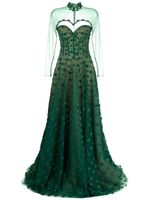 Saiid Kobeisy robe longue en tulle à pois - Vert