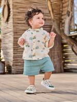 Babyset overhemd short babyjongen smaragdgroen