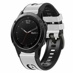 leer + siliconen bandje - Wit - Garmin Fenix 7 / 6 / 5