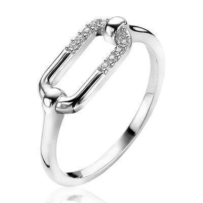 Zinzi ZIR2114 Ring Ovale Schakel zilver-zirconia Maat 58