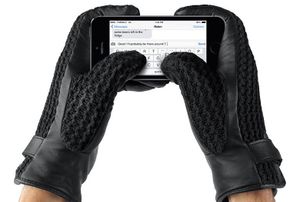 Mujjo Leather Crochet Touchscreen Gloves Size 8,5 (M/L) - MJ-GLLT-020-85