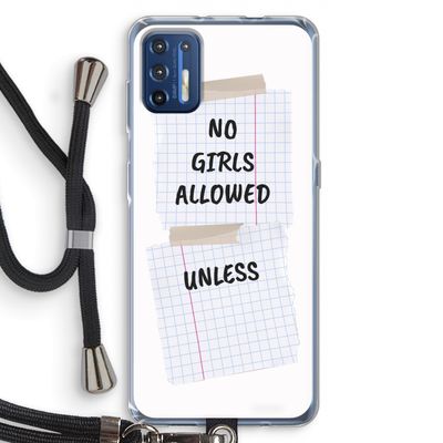 No Girls Allowed Unless: Motorola Moto G9 Plus Transparant Hoesje met koord
