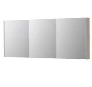 INK SPK2 spiegelkast met 3 dubbelzijdige spiegeldeuren, 6 verstelbare glazen planchetten, stopcontact en schakelaar 180 x 14 x 73 cm, mat kasjmier