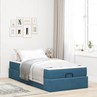 Bedframe met matras met opslag Blauw 100 x 200 cm Fluweel
