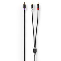 Subwoofer-Kabel | RCA Male | 2x RCA Male | Verguld | 3.00 m | Rond | 4.0 mm | Antraciet | Doos - thumbnail