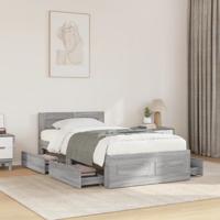 Bedframe met hoofdeinde bewerkt hout betongrijs 90x200 cm