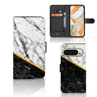 Google Pixel 9 | 9 Pro | Bookcase | Marmer Wit Zwart - Origineel Cadeau Man