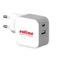 ROLINE USB Oplader met Eurostekker, 2 poorten (Type-A QC3.0, Type-C PD), 38W - thumbnail