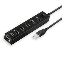 ACT AC6215 HighSpeed USB Hub 2.0 | 7x USB-A | 480 Mbps | On/Off Switch | Zwart - thumbnail