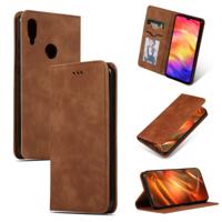 Retro huid feel Business magnetische horizontale Flip lederen case voor Redmi Note7 & Redmi Note7 Pro (bruin)