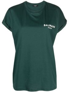 Balmain t-shirt en coton à logo floqué - Vert