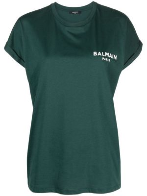 Balmain t-shirt en coton à logo floqué - Vert