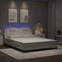 Bedframe met LED-verlichting kunstleer wit 160x200 cm