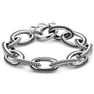 Armband Ankerschakel Bewerkt geoxideerd zilver 13 mm 18-21 cm