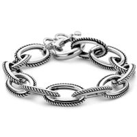 Armband Ankerschakel Bewerkt geoxideerd zilver 13 mm 18-21 cm