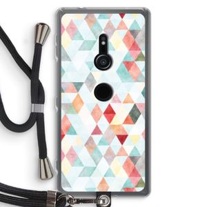 Gekleurde driehoekjes pastel: Sony Xperia XZ2 Transparant Hoesje met koord