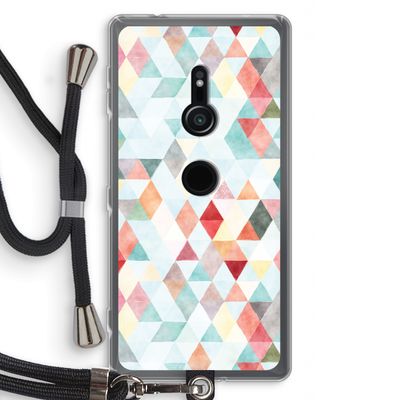 Gekleurde driehoekjes pastel: Sony Xperia XZ2 Transparant Hoesje met koord